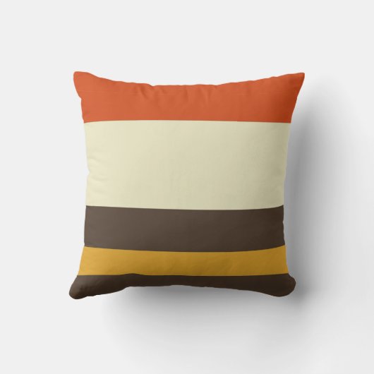 ヴィンテージオレンジグレーイエロークリームパタストライプのーン クッション (裏面)