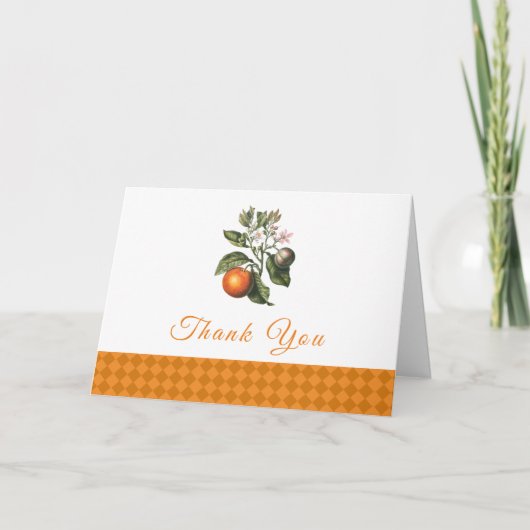 ヴィンテージオレンジジンガム柑橘系ベビーシャワー サンキューカード (正面)