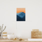 ヴィンテージオレンジスカイマウンテン絵を描ランドスケーズ ポスター (キッチン)