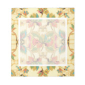 ヴィンテージオレンジターコイズフローラ壁紙パターン ノートパッド (正面)