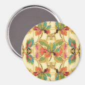 ヴィンテージオレンジターコイズフローラ壁紙パターン マグネット (正面/裏面)