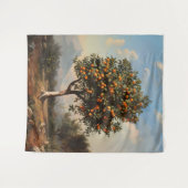 ヴィンテージオレンジツリーランドスケー絵を描ズ タペストリー (正面(横))