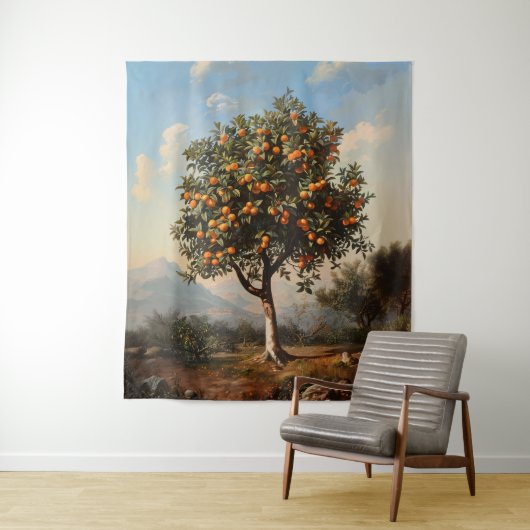 ヴィンテージオレンジツリーランドスケー絵を描ズ タペストリー (インサイチュ)