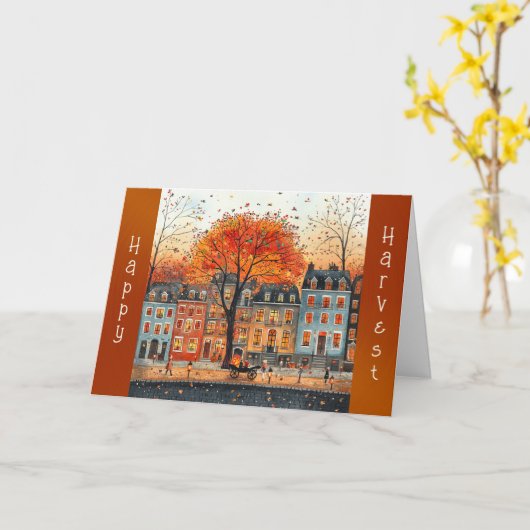 ヴィンテージオレンジツリー通りハウスサンクスギビング カード (黄色い花)