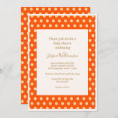 ヴィンテージオレンジデイジー花かわいい赤ちゃんシャワー 招待状 (正面/裏面)