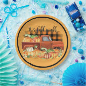 ヴィンテージオレンジトラック秋カボチャ ペーパープレート (パーティー)