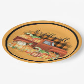 ヴィンテージオレンジトラック秋カボチャ ペーパープレート (アングル)