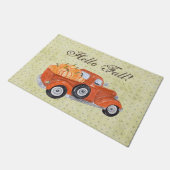 ヴィンテージオレンジトラック&カボチャ秋 ドアマット (アングル)