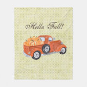 ヴィンテージオレンジトラック&カボチャ秋 フリースブランケット (正面)