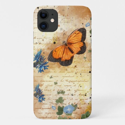 ヴィンテージオレンジバタフライエフェメラ Case-Mate iPhoneケース (裏面)