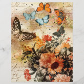 ヴィンテージオレンジバタフライコラージスクラップブック紙 (正面)