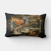 ヴィンテージオレンジバタフライフェアリーホースユニコーン ランバークッション (裏面)