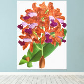 ヴィンテージオレンジパープルオーキッドフラワー – キャンバス印刷 キャンバスプリント (インサイチュ (ウッドフロア))