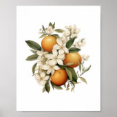 ヴィンテージオレンジフラワーキッチン ポスター (正面)