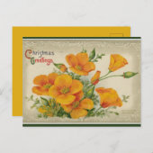 ヴィンテージオレンジフラワークリスマス ポストカード (正面/裏面)
