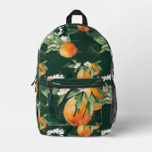 ヴィンテージオレンジフルーツツリーオーチャード&フローラブロッサム プリントバックパック (正面)