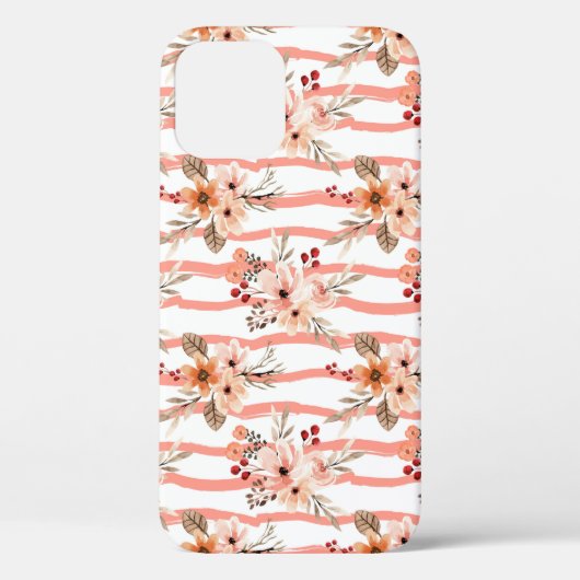 ヴィンテージオレンジフローラストライプパターン Case-Mate iPhoneケース (裏面)