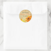 ヴィンテージオレンジフローラロマン結婚チステッカー ラウンドシール (バッグ)