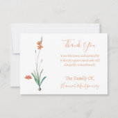 ヴィンテージオレンジフローラ悔やみや弔慰サンキューカード ノートカード (正面)