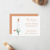 ヴィンテージオレンジフローラ悔やみや弔慰サンキューカード ノートカード (正面/裏面インサイチュ)