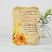 ヴィンテージオレンジフローラ結婚式招待状 招待状 (スタンド正面)