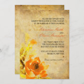 ヴィンテージオレンジフローラ結婚式招待状 招待状 (正面/裏面)