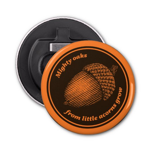 ヴィンテージオレンジブラウン諺オークアコーンインクアート 栓抜き (正面)