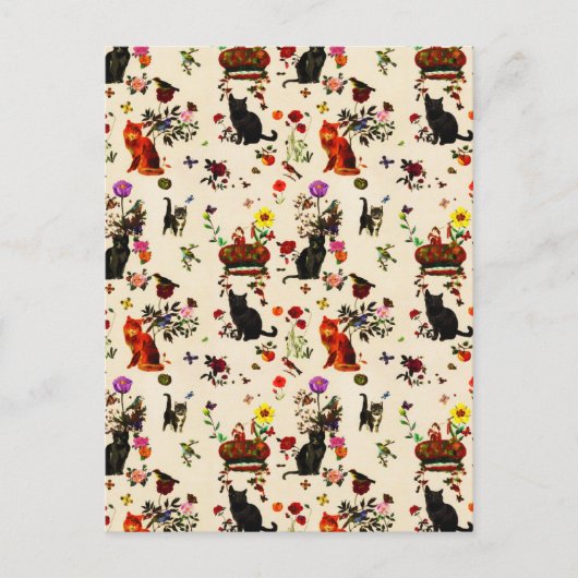 ヴィンテージオレンジブラックキャッツバードガーデン 案内ポストカード (正面)