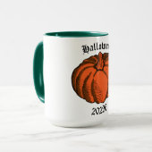 ヴィンテージオレンジブラックハロウィーンパンプキンインクアート マグカップ (正面左)