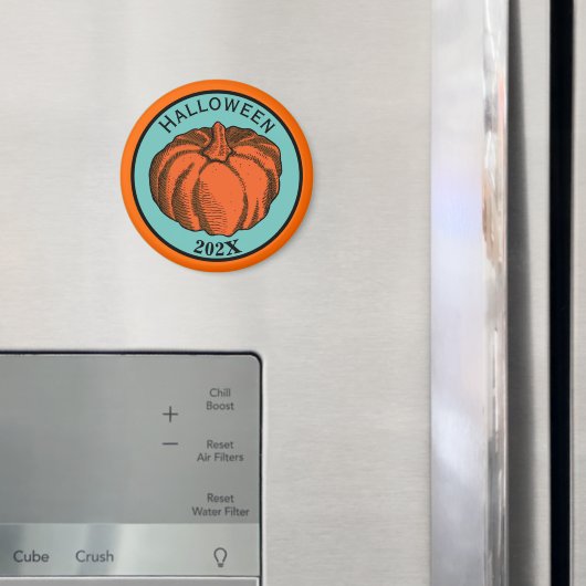 ヴィンテージオレンジブラックハロウィーンパンプキンインクアート マグネット (インサイチュ (冷蔵庫))