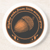 ヴィンテージオレンジブラック諺オークアコーンプラントコースト コースター (正面)