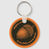 ヴィンテージオレンジブラック諺オークアコーン葉 キーホルダー (正面)