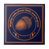 ヴィンテージオレンジブラック諺オークアコーン葉 タイル (正面)