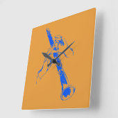 ヴィンテージオレンジブルーハンズクラリネットベニーグッドマン スクエア壁時計 (傾斜)