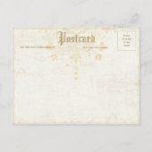 ヴィンテージオレンジブルーバタフライ植物はがき ポストカード (裏面)