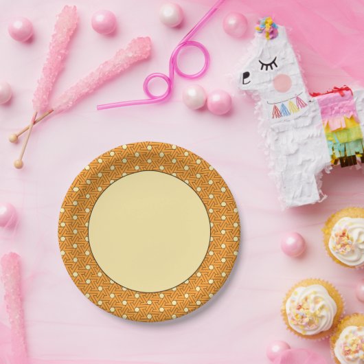 ヴィンテージオレンジベージュトリスケリオンエジプトパターン ペーパープレート (パーティー)