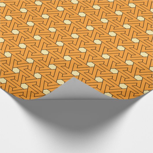 ヴィンテージオレンジベージュトリスケリオンエジプトパターン ラッピングペーパー (角)