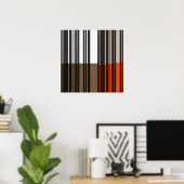 ヴィンテージオレンジホワイトグレイ黒ストライプ色アート ポスター (ホームオフィス)