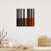 ヴィンテージオレンジホワイトグレイ黒ストライプ色アート ポスター (キッチン)