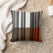 ヴィンテージオレンジホワイトグレーストライプのアートパターン クッション (ブランケット)