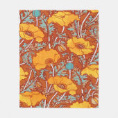 ヴィンテージオレンジポピーフリースブランケット フリースブランケット (正面)