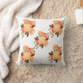 ヴィンテージオレンジレッドフラワーズフローラ クッション (ブランケット)