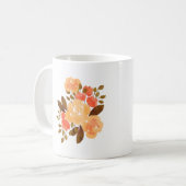 ヴィンテージオレンジレッドフラワーズフローラ コーヒーマグカップ (正面左)