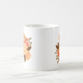 ヴィンテージオレンジレッドフラワーズフローラ コーヒーマグカップ (中央)