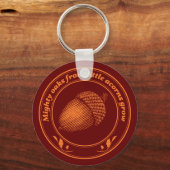 ヴィンテージオレンジレッド諺オークアコーン植物 キーホルダー (正面)