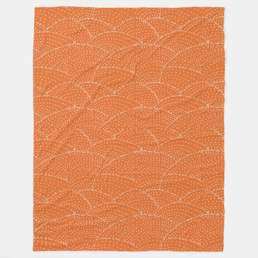 ヴィンテージオレンジレトロの幾何学線パターン フリースブランケット (正面)