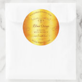 ヴィンテージオレンジ大理石製品ラベルの華美ハート ラウンドシール (バッグ)