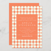 ヴィンテージオレンジ幾何スタイリッシュブライダルシャワー 招待状 (正面/裏面)