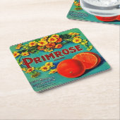 ヴィンテージオレンジ果実広告ラベル スクエアペーパーコースター (アングル)