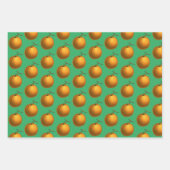 ヴィンテージオレンジ果実花パターン ラッピングペーパーシート (正面3)